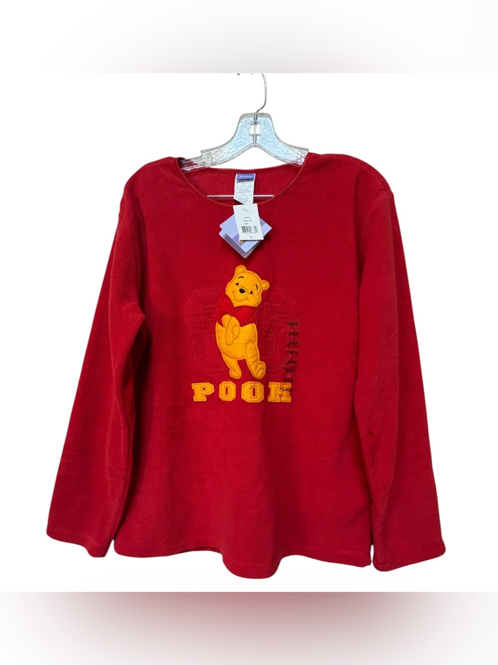 Vintage Disney Winnie the Pooh Red Fleece NWT Large